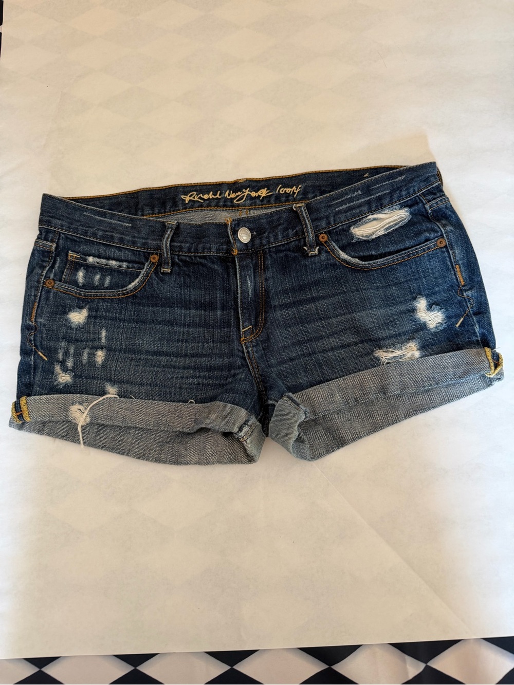 RUEHL NO.925 distressed denim shorts, waist 30” dark wash